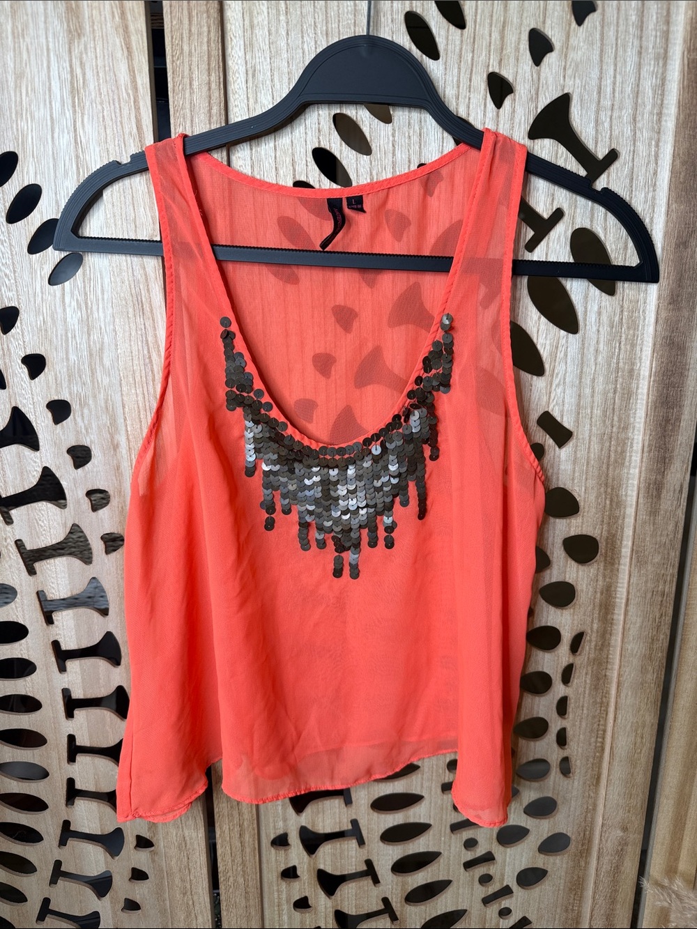 Material Girl Coral Sequin-Embellished Sleeveless Tank